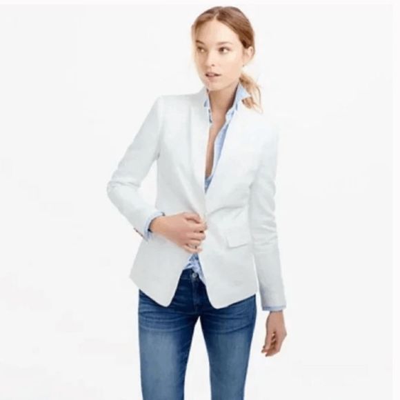 J.Crew Jackets & Blazers - J. Crew Unstructured Linen / Cotton Blazer White Size 0